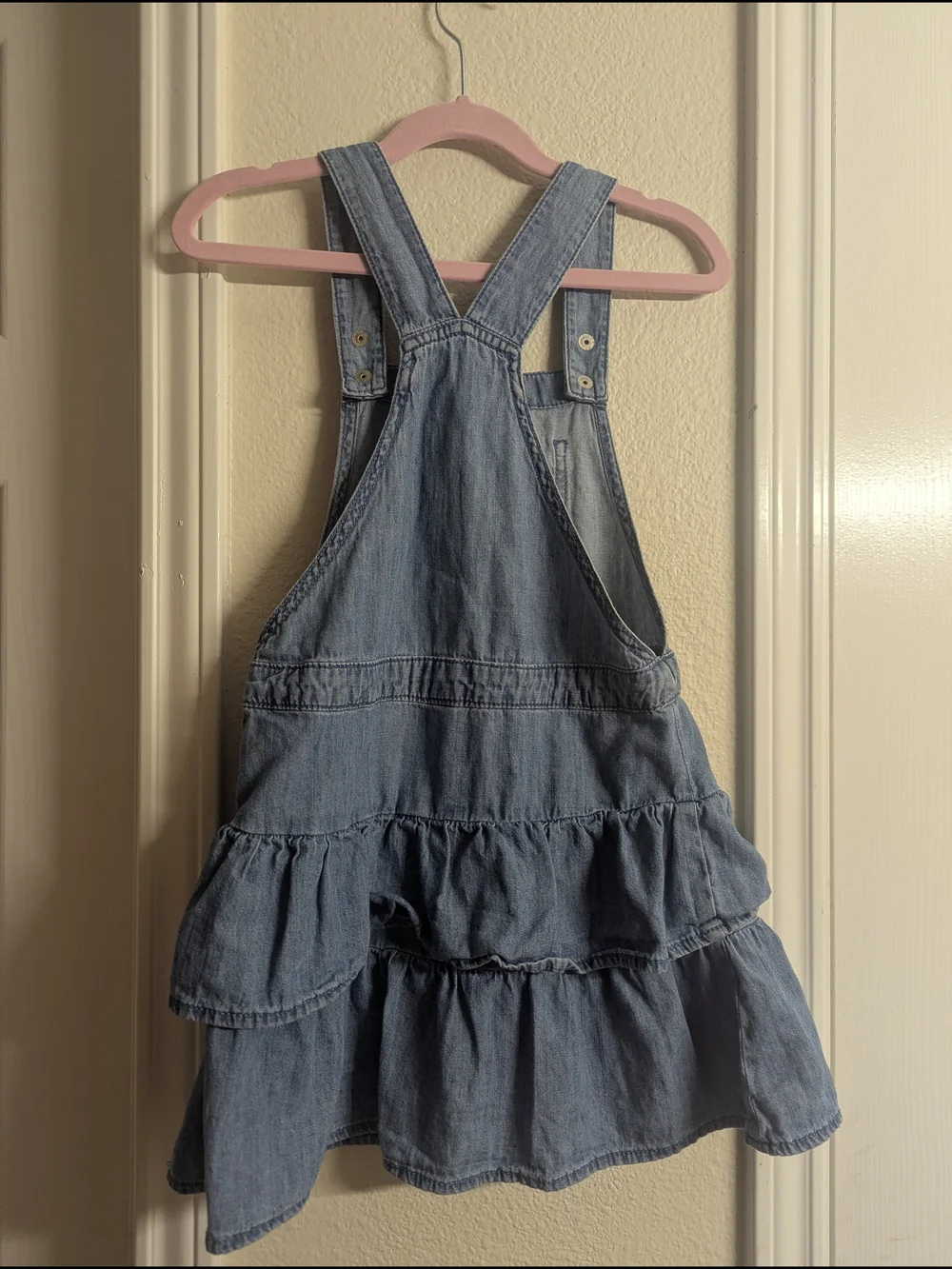 The Children's Place Light Blue Denim Ruffle Overall Dress